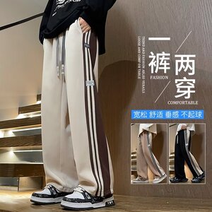 条纹裤男秋季潮牌直筒运动卫裤宽松百搭美式复古休闲裤k108 p65图片
