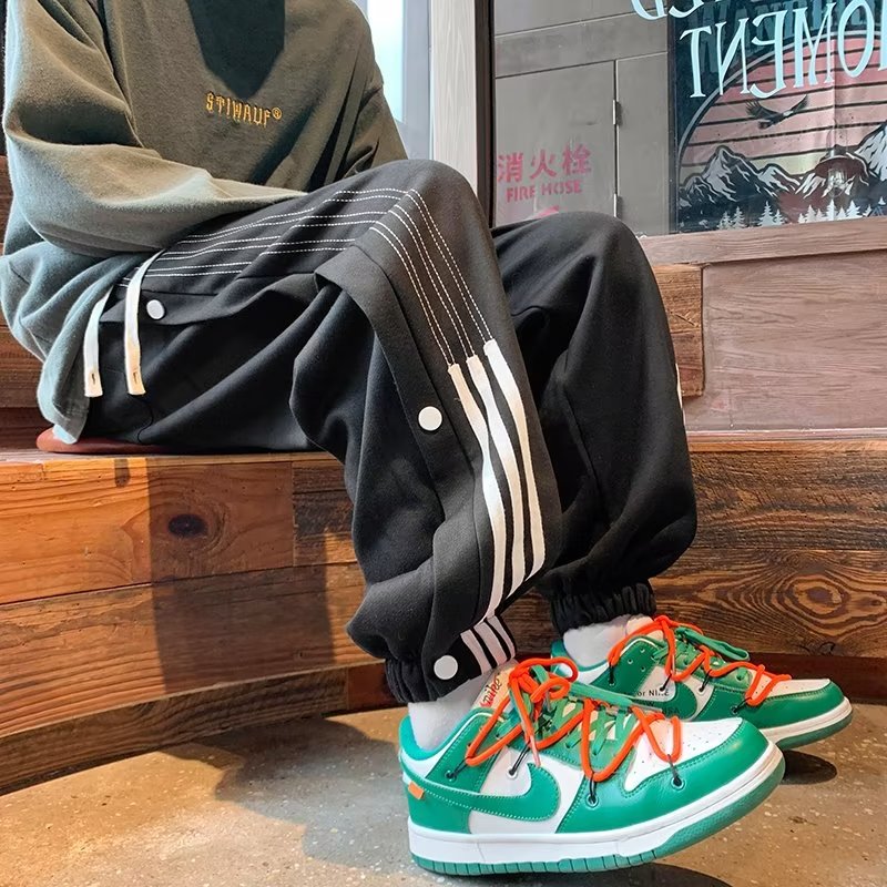 2023秋冬韩版三杆排扣束脚裤男休闲裤宽松运动裤卫裤k66 p40图片