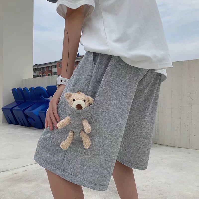 2023夏季港风情侣日系百搭宽松小熊休闲短裤男潮dk107p25,男装休闲裤,星座204-6