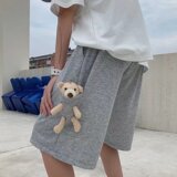 2023夏季港风情侣日系百搭宽松小熊休闲短裤男潮dk107p25，男装休闲裤，星座204-6