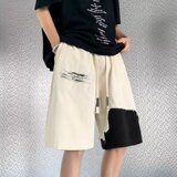 短裤男2023夏季韩版运动短裤宽松拼接休闲破洞五分裤dk0588p45，男装休闲裤，星座204-6