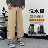 秋季大码男美式潮牌水洗阔腿运动卫裤直筒宽松休闲裤潮k031p50，男装休闲裤，星座204-6