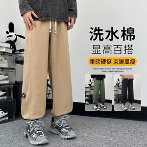 秋季大码男美式潮牌水洗阔腿运动卫裤直筒宽松休闲裤潮k031 p50图片