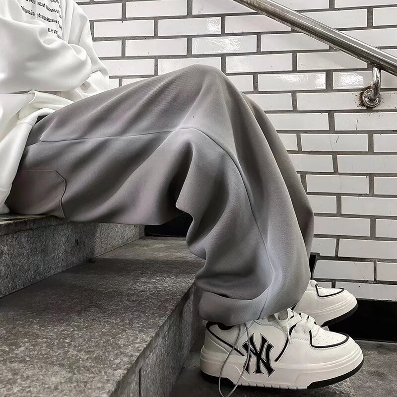 美式复古黑色高街喷白运动休闲裤秋冬卫裤女宽松直筒裤潮k250p55,男装休闲裤,星座204-6