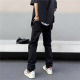 2024夏季男破洞牛仔裤原宿直脚潮宽松直筒水洗牛仔裤nk2526p50，男装牛仔裤，星座204-6