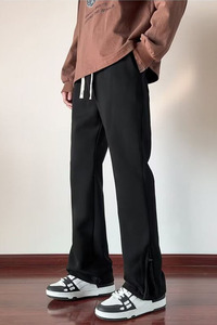 秋冬侧边拉链运动裤卫裤男加绒加厚宽松直筒休闲裤潮hk41 p45图片