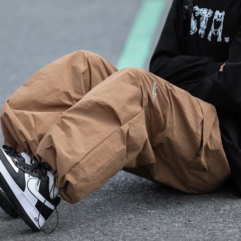 美式伞兵工装裤男宽松直筒潮牌设计感阔腿休闲束脚长裤k5022p45,男装休闲裤,星座204-6