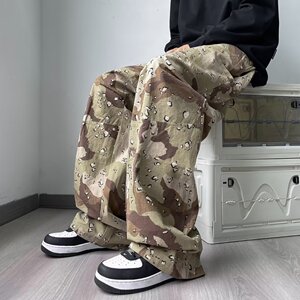 迷彩裤男秋季高街vibe阔腿裤潮牌痞帅直筒裤休闲裤k936 p50图片