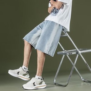 2024夏季文艺牛仔短裤简约五分裤男直筒日系短裤dk038 p38图片