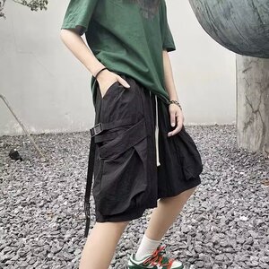 2024夏季欧美飘带大口袋短裤男女五分裤百搭工装短裤潮dk1010 p30图片