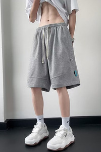 原宿运动短裤直筒潮纯色简约休闲五分裤男dk6054 p30图片