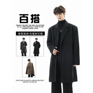 冬季毛呢大衣男韩版潮流休闲百搭中长款呢子外套男ny09 p105