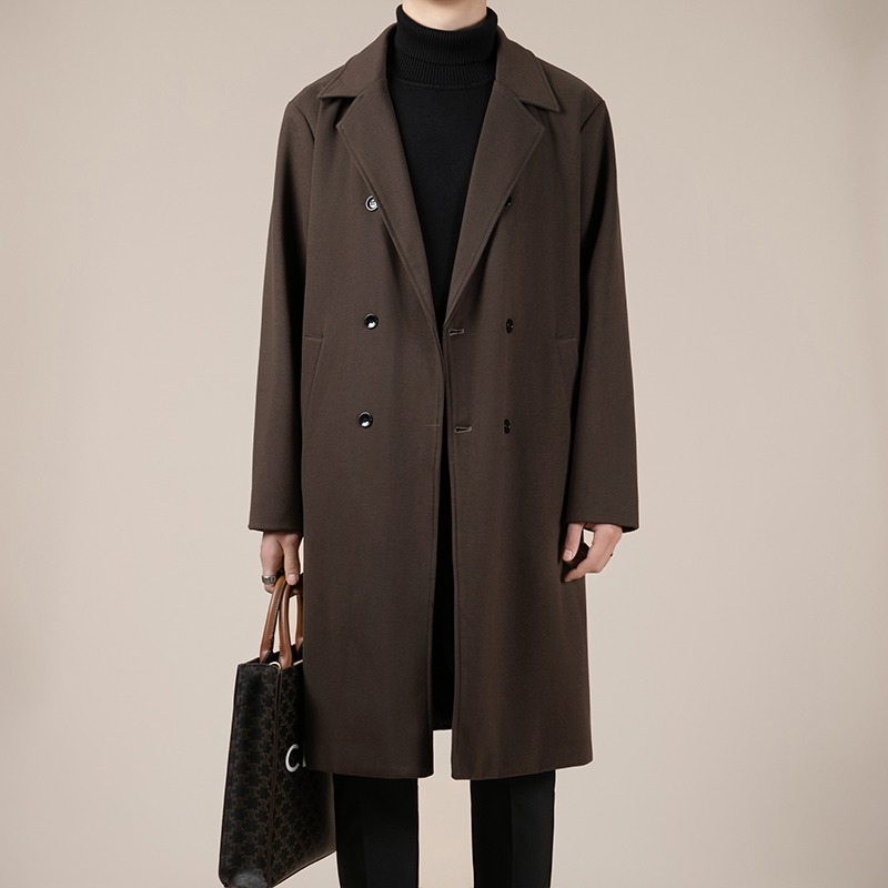 高品秋冬风衣男中长款毛呢韩版外套休闲高级感痞帅大衣ny13 p95