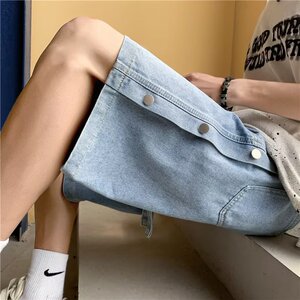 2024夏季文艺牛仔短裤简约五分裤男直筒纽扣日系短裤dk5101 p45，男装牛仔裤，星座204-6