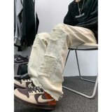 直筒水洗男美式牛仔裤拉链青春做旧做破牛仔裤潮nk0634p55，男装牛仔裤，星座204-6