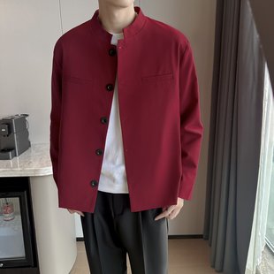 大码中式中山装西服潮流休闲男夹克男休闲立领西装外套xz421 p60