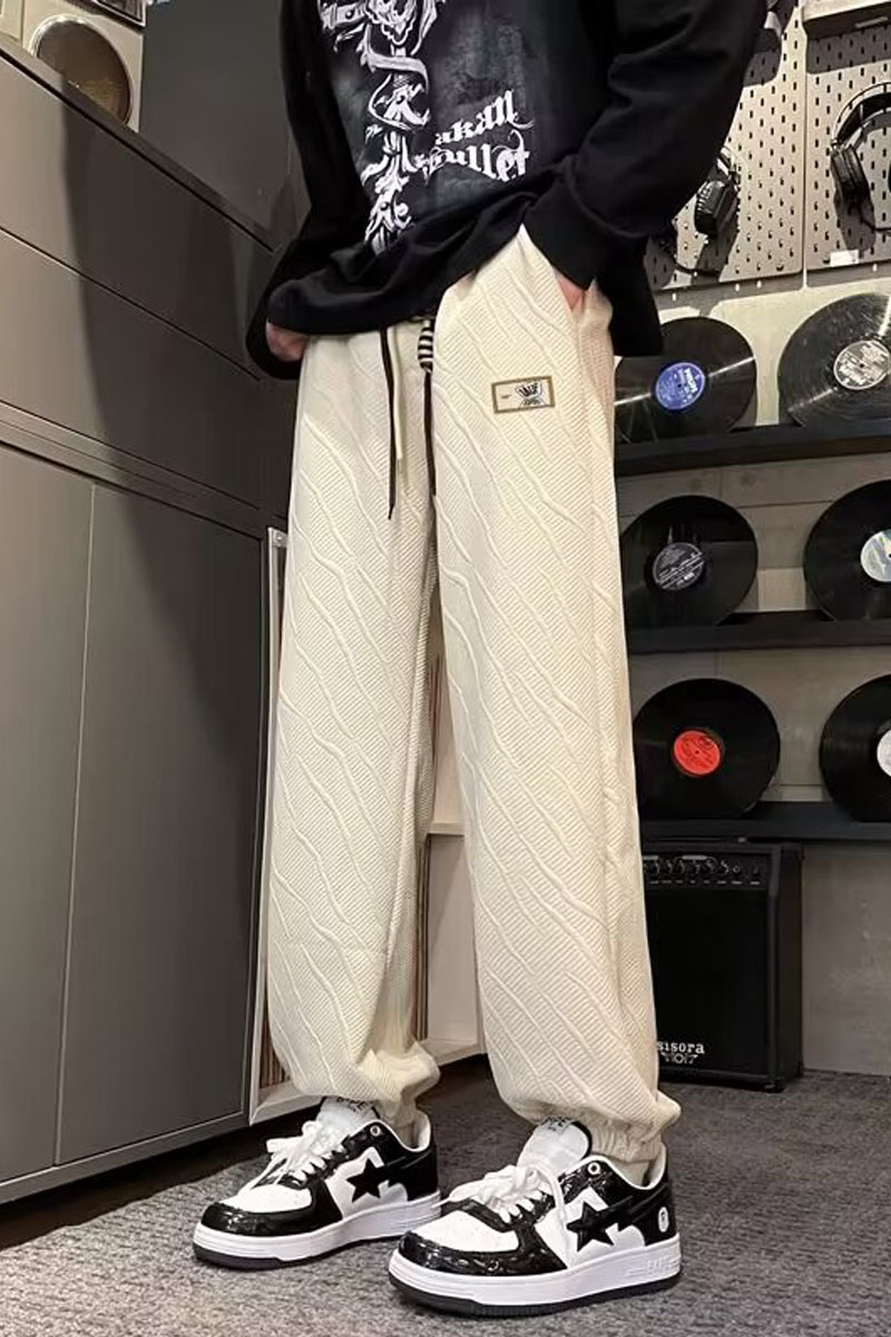 肌理感提花卫裤男秋冬季宽松束脚裤休闲百搭运动裤潮k999p45,男装休闲裤,星座204-6