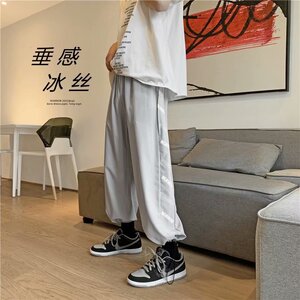 休闲裤男夏季冰丝薄款韩版宽松运动裤抽绳中性束脚裤k349 p25图片