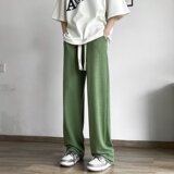 休闲裤男夏季宽松透气直筒裤高质提花冰丝阔腿裤男k140p50，男装休闲裤，星座204-6