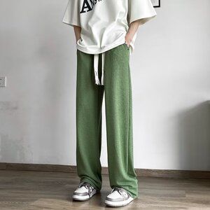 休闲裤男夏季宽松透气直筒裤高质提花冰丝阔腿裤男k140 p50图片