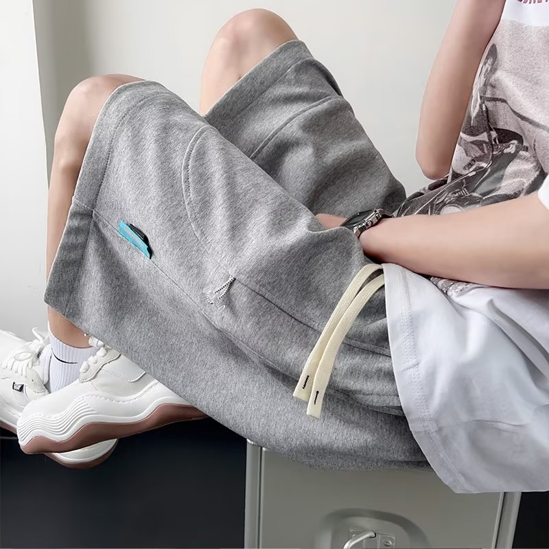 原宿运动短裤直筒潮纯色简约休闲五分裤男dk6054 p30图片