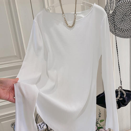 一字领马蹄袖形体瘦身长袖打底