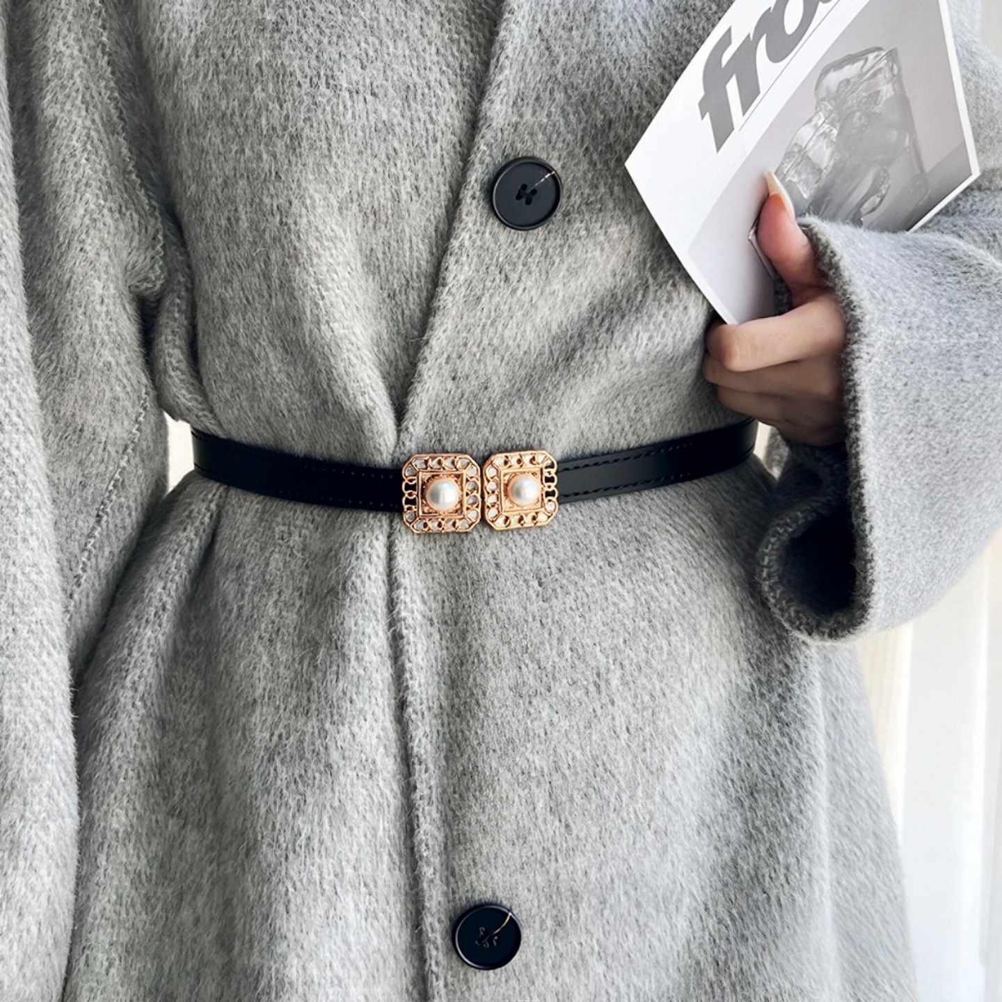 日韩新款个性单品气质松紧弹力细腰封珍珠款搭配连衣裙腰带装饰bf