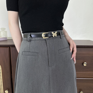 金色蝴蝶皮带女2025新款配裙子韩版复古腰间配饰高级设计感细腰带