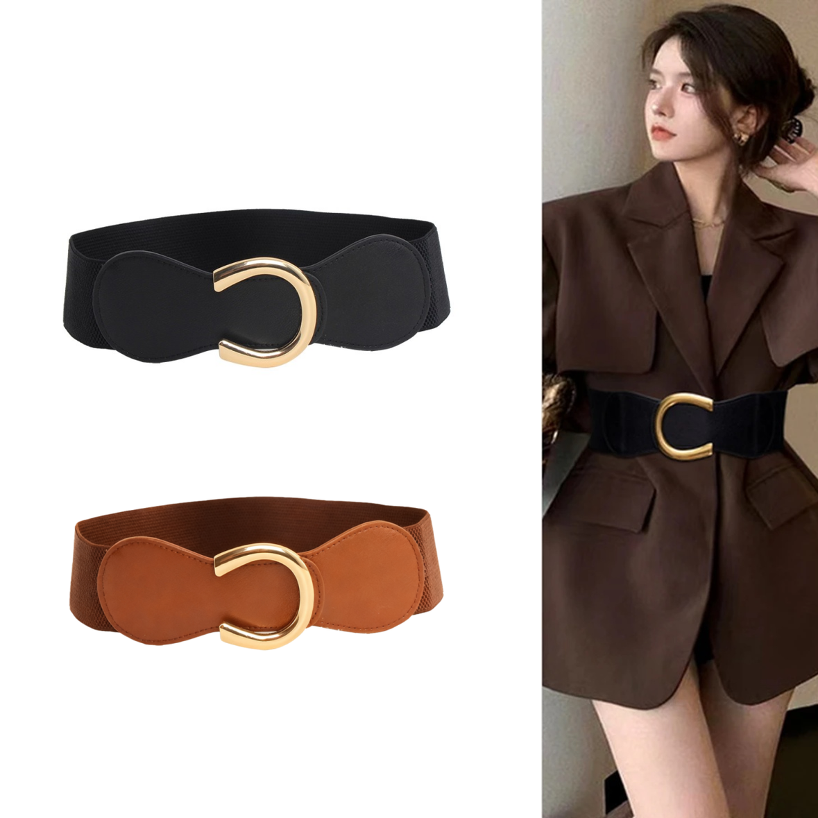 媛主儿女士韩版松紧腰封装饰