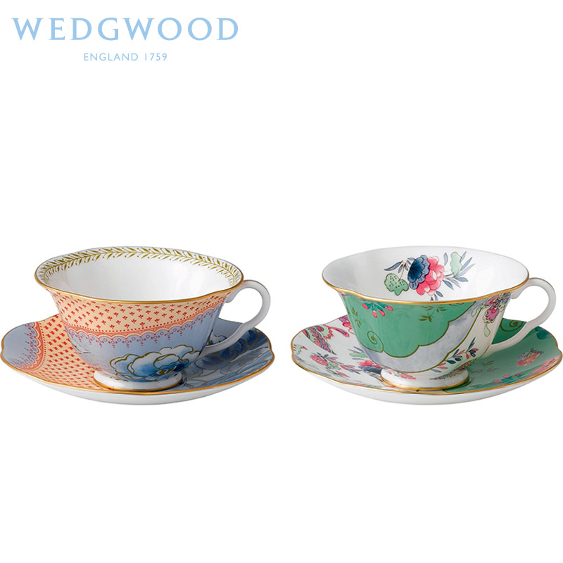 Wedgwood花间舞蝶骨瓷2杯2碟茶具