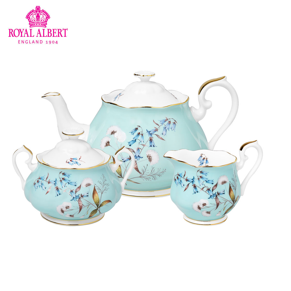 Royal Albert 皇家阿尔伯特百年节日骨瓷茶壶糖缸奶缸下午茶套装