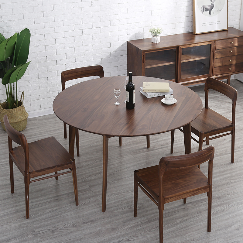 北欧轻奢黑胡桃木圆形餐桌6人北美小户型日式全实木4人餐桌椅组合|ruв категории жилой мебели, Таблица класса, обеденный стол - от Buy2taobao.com для оказания профессиональной услуги покупки агента Taobao