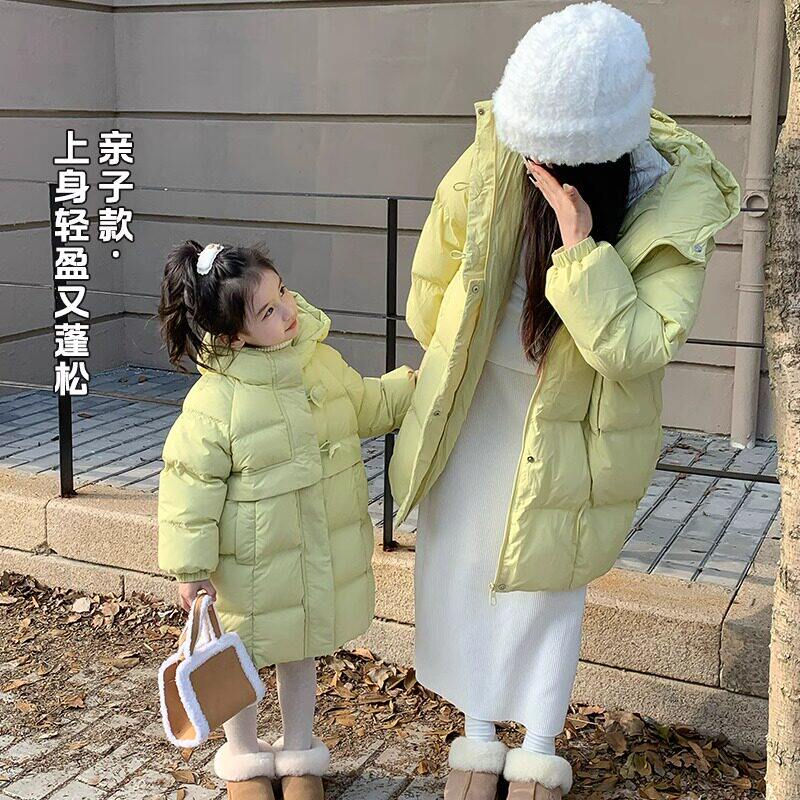 nbal英国女童中长款羽绒服冬季新款洋气韩版儿童装白鸭绒加厚外套