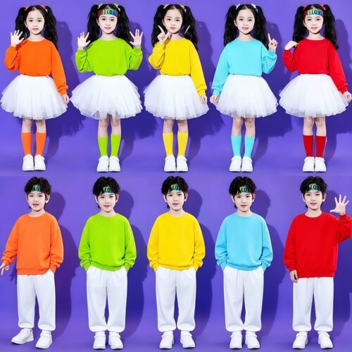 国庆小学生运动会啦啦队演出服幼儿园舞蹈服团体合唱啦啦操表演服