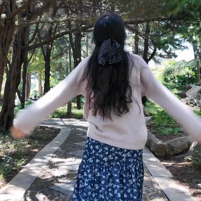 温柔慵懒紫色罩衫长袖针织衫+韩系碎花半身裙女秋冬显瘦半身裙中