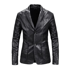 皮衣新款 休闲外套韩版潮流宽松帅气西装领春秋衣服皮夹JK25P70图片