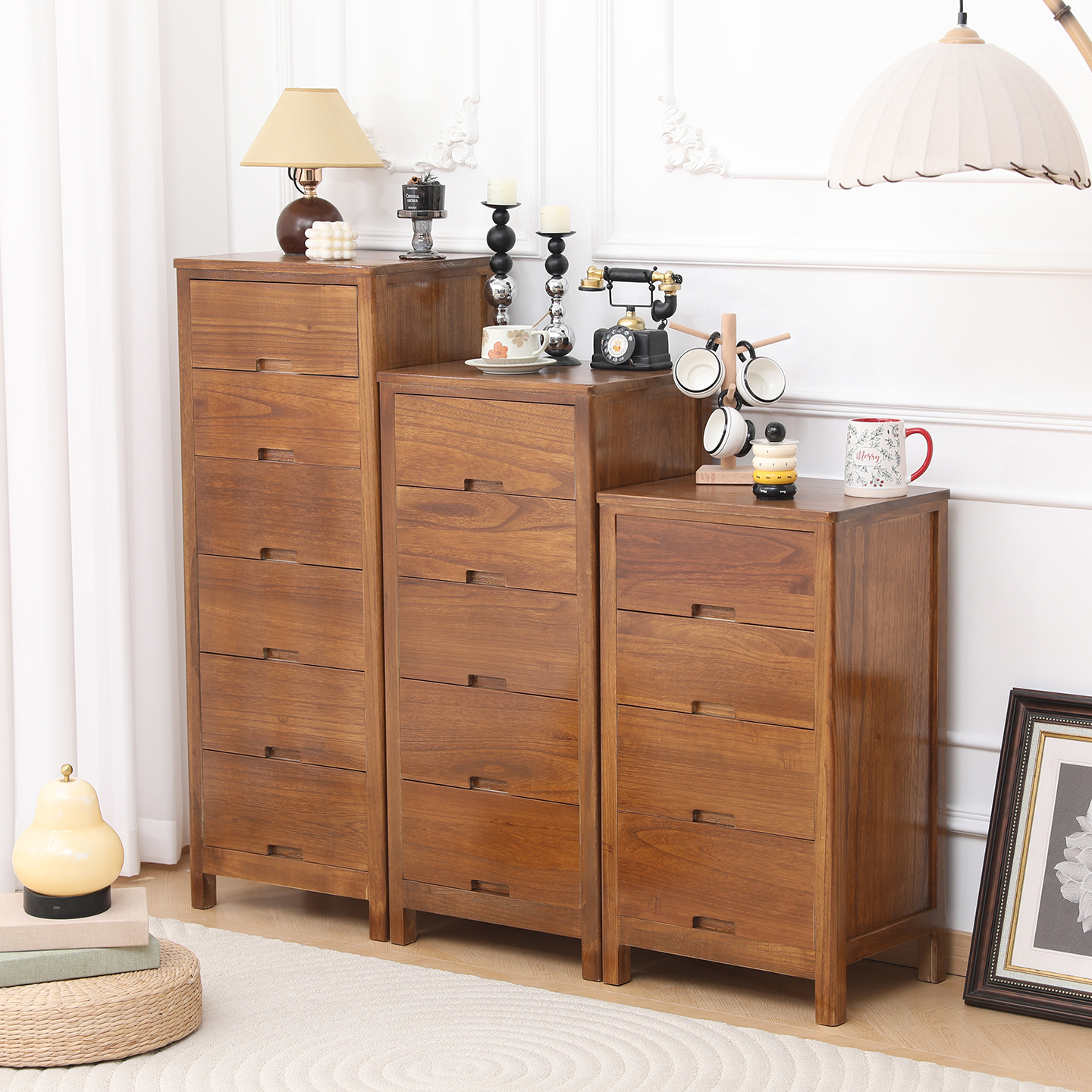 实木美式简约五斗柜抽屉储物柜