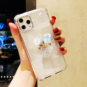 2023女款 适用苹果16promax手机壳iPhone14指环扣一体15带手扣新款 支架透明13水钻闪钻懒人保护壳新款 防摔硅胶