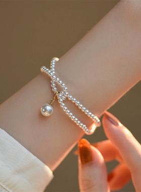 交叉施家珍珠一款两戴手链女