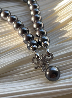 倪妮同款大溪地黑施家珍珠锁骨链