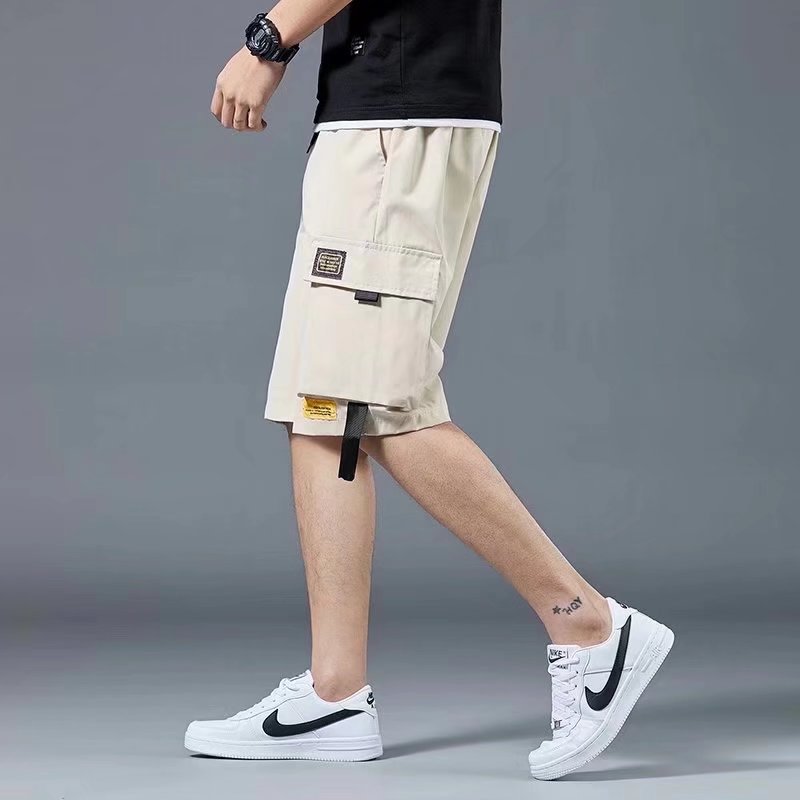2025夏工装短裤男外穿运动裤衩潮牌宽松多口袋中裤休闲沙滩裤大码