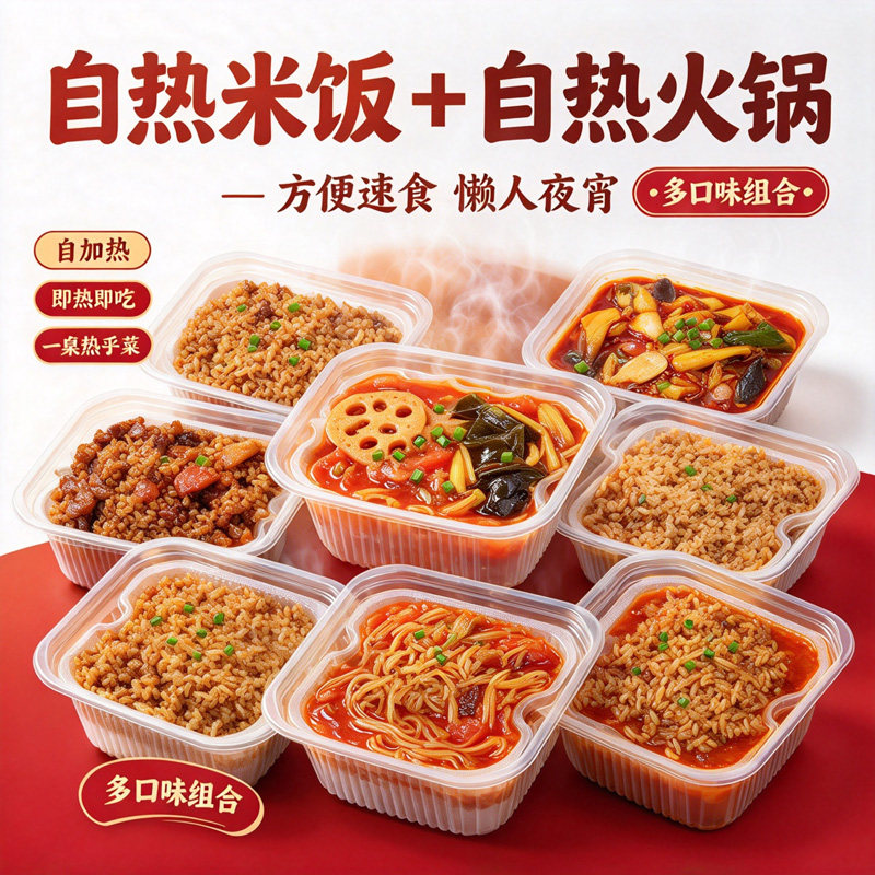 重庆自热米饭自热火锅组合粉丝素菜火锅多口味煲仔饭方便米饭囤货