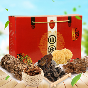 泰山特产野生山珍松菇金针菇银耳茶树菇黑木耳天花组合礼盒装600G