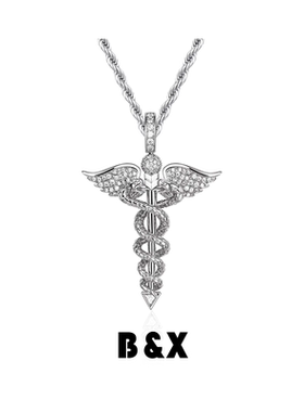 朱志鑫同款双灵蛇满钻吊坠项链