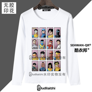 无敌少侠马克全形态绘画表情包头像男女圆领长袖T恤上衣服春秋款