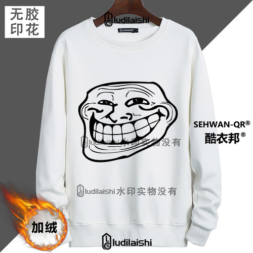 恶搞抽象trollface巨魔脸表情包男女学生圆领长袖T恤卫衣秋冬新款