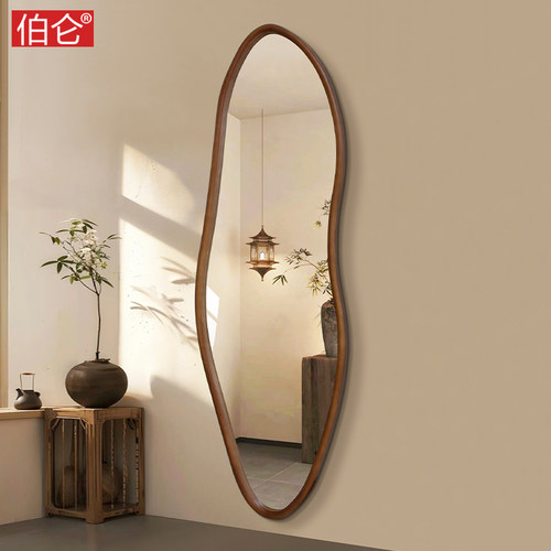 伯仑 异形中古穿衣镜实木全身镜ins装饰镜家用玄关衣帽间试衣镜子