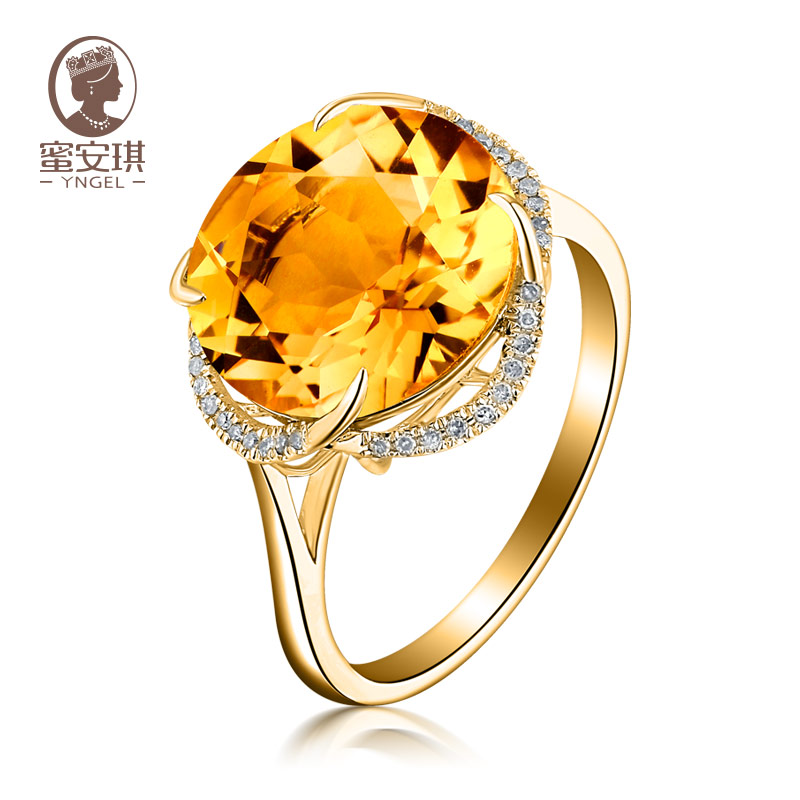 蜜安琪5.28克拉天然黄水晶戒指钻
