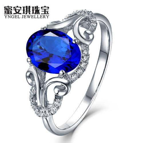 珠宝克拉18k金天然坦桑石戒指
