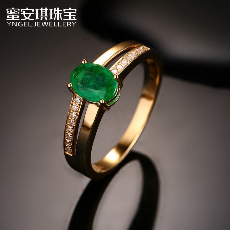 蜜安琪 0.56克拉祖母绿戒指 18K金钻石镶嵌彩色宝石女戒彩宝定制